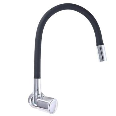 Imagem de Torneira Cozinha Parede Gourmet Metal Silicone Preta Flexível C39 - Re