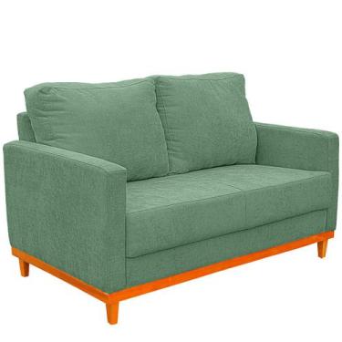 Imagem de Sofá Berlin 03 Lugares Base Madeira Linho - Fina Mobília, Verde claro