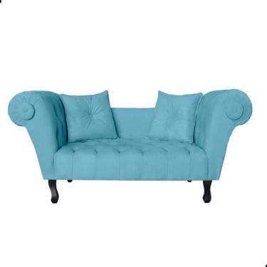 Imagem de Recamier Sofá Divã Namoradeira Dubai Suede - Fina Mobília, Azul céu