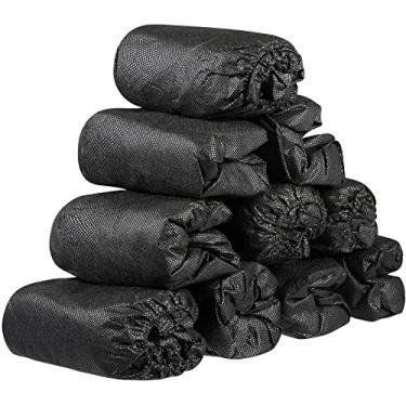 Imagem de XIAOWEI Capas pretas para sapatos - pacote com 100 (50 pares) botas e botas descartáveis | Tamanho único para a maioria dos materiais duráveis 35 GSM não tecido (preto)