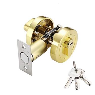 Imagem de Cilindro de liga de zinco fechadura única fechadura de porta guarda de segurança parafuso morto com chaves para ferragens de porta de madeira (tamanho: preto) ()