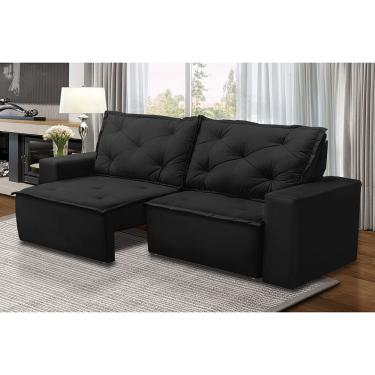 Imagem de Sofá Retrátil e Reclinável 3 lugares com Molas 1,50m Alana Suede Preto Madelina