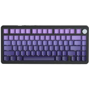 Imagem de Teclado Mecânico Sem Fio X85, Teclado Custon Trocável Quente TKL 82 Teclas Bluetooth 5.0/2.4GHz/USB-C, Controle de Botão, Estrutura de Junta, Teclado de Jogos RGB Backlit para PC/Mac/PS4/Xbox-Roxo