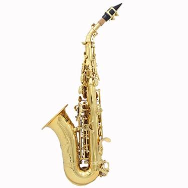 Imagem de Latão Dourado Esculpido Padrão Bb Bend Althorn Soprano Saxofone Sax Com Estojo, Luvas, Pano de Limpeza, Cinto para Estudante, Amador e Profissional (#1)
