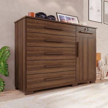 Imagem de Cômoda para Quarto 1 Portas 6 Gavetas Jade Expresso Móveis Imbuia