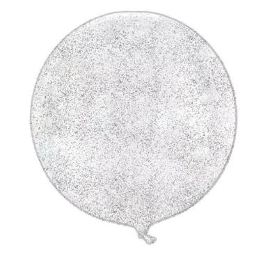 Imagem de Balão Bubble Transparente com Glitter Prata - 11" 26cm - 1 unidade - R