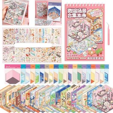Imagem de TIYIMIYUXU 3D Sticker Scene Book,Sticker Therapy for Adults,Include 20 Beautiful House Isometric 3D Space DIY Scene Stickers Book,Cute Art Stickers for Girls