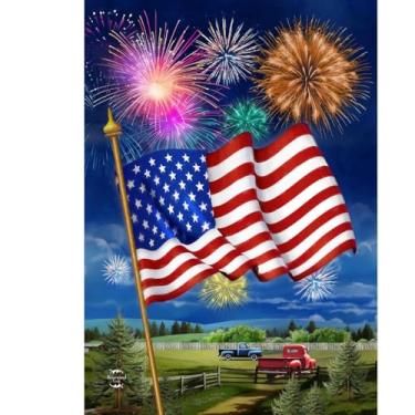 Imagem de Briarwood Lane Bandeira americana fogos de artifício bandeira de jardim