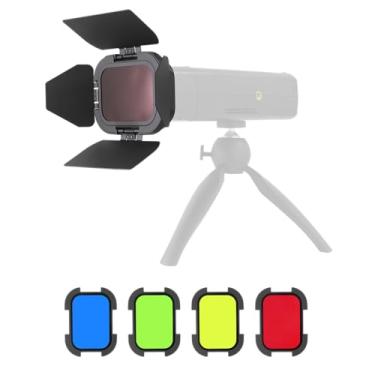 Imagem de Godox O kit de porta de celeiro BD-07 II inclui grade de favo de mel e 4 filtros de géis coloridos, compatível com GODOX AD200 Pro II