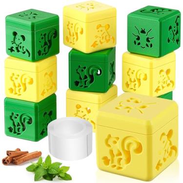 Imagem de Dreyoo Pacote com 10 recipientes de óleo de hortelã-pimenta (sem óleo de hortelã), bolsas reutilizáveis de menta com almofadas de algodão absorventes e fita dupla face