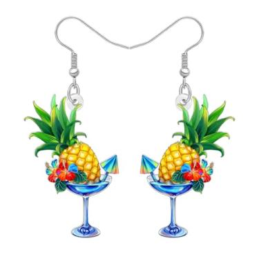 Imagem de DALANE Brincos de acrílico engraçados com pingente de margarita de frutas tropicais do Havaí, lindos acessórios de joias de verão, presentes de praia para mulheres amantes de praia, festas de férias