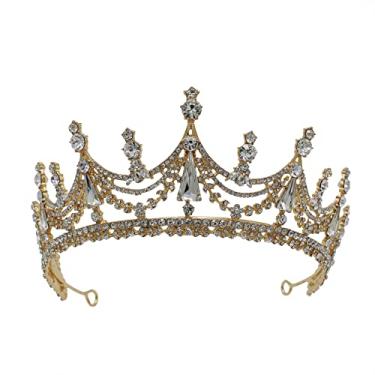 Imagem de Coroa de cristal de casamento coroa de tiaras de cristal geométrico, strass, concurso de formatura, diadema de noiva, acessórios de cabelo para noiva