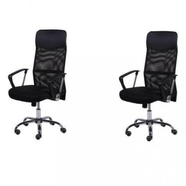 Imagem de Kit 2 Cadeiras Escritorio Presidente com Relax Tela Mesh material sint