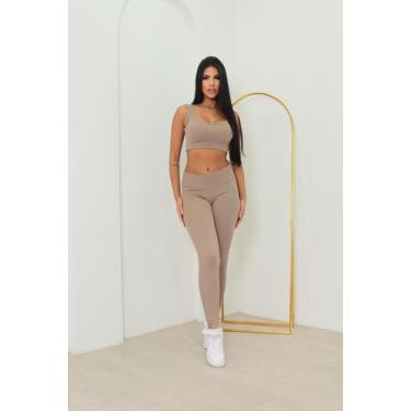 Imagem de Conjunto Top + Legging Canelado Feminino Academia Fitness - JinkingSto