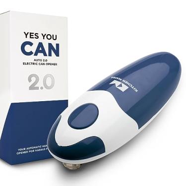 Imagem de Abridor de latas elétrico Kitchen Mama Auto 2.0: Lâmina refinada abre quase qualquer lata - automática, mãos livres, borda lisa, segura para alimentos, funciona com pilha, sim é possível (azul marinho