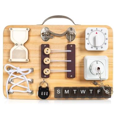 Imagem de Assistex Placa De Madeira Fidget Busy Board Para Pacientes Com Demência – Atividades De Cuidados De Memória Para Idosos, Fidget Board Para Adultos Com Demência, Brinquedos Sensoriais Para Idosos Par