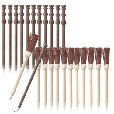 Imagem de 60 Pieces Halloween Wizard Wand Ballpoint Pen, Witch Broom Ballpoint Pen Bulk, Lightning Bolt Scar Temporary Tattoos for Kids Teen Halloween Party,Wizard Party,Birthday Gift Favors School Rewards