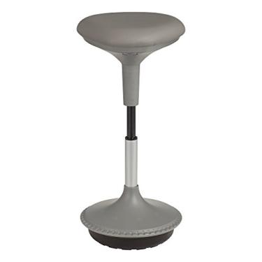 Imagem de Banqueta de aprendizado ativo de altura ajustável para mesas de escritório e salas de aula, banco de balanço traseiro acolchoado de espuma com movimento de balanço, cinza