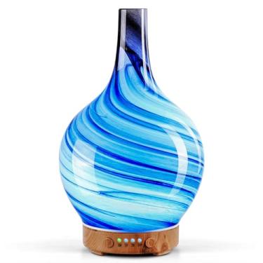 Imagem de Porseme 100ml Essential Oil Diffuser Glass Color Changing Aroma Air Diffusers Aromatherapy Ultrasonic Cool Mist Humidifier 4 Running Hours Waterless Auto-Off for Sleeping, Yoga, Office, Spa (Ink)