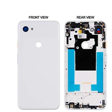 Imagem de Capa de vidro traseira de bateria de substituição compatível com HTC Google Pixel 3AXL todos os modelos, caixa traseira da porta da bateria traseira (branca)