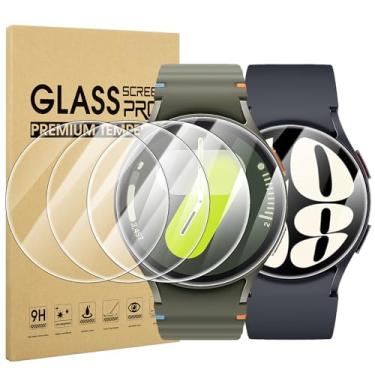 Imagem de Suoman Pacote com 4 para Samsung Galaxy Watch 4/Galaxy Watch 5 (44 mm), protetor de tela de dureza 2.5D 9H de vidro temperado para relógio Galaxy 4/5 (44 mm) Smartwatch