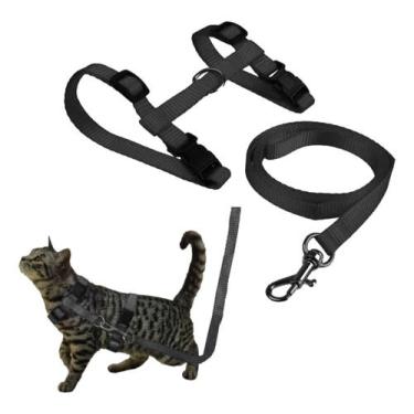 Imagem de Coleira Peitoral Para Gatos Coleira Com Guia Super Ofertas, Preto