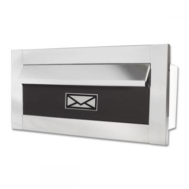 Imagem de Caixa De Correio Carta F Inox Polido Brilhante Espelhado C Tarja Marrom 20 Cm Profundidade