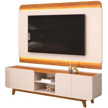 Imagem de Rack Para Sala Com Painel Para Tv 75 Pol Led Cine D05 Off White Freijó - Lyam Decor