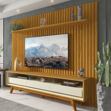 Imagem de Rack Com Painel Para Tv Até 85 Polegadas 3 Gavetas Com Pés Requinte/nobre Clean Naturale/off White