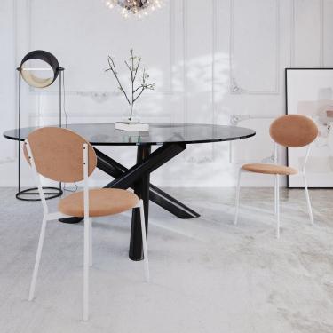 Imagem de Cadeira Fixa Estofada Vintage Elipse Com 2 Unidades Nude-branco Fosco