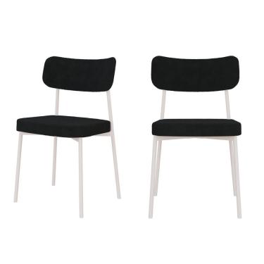 Imagem de Kit Com 2 Cadeiras Para Sala De Jantar Mona Yescasa Cinza Grafite-branco