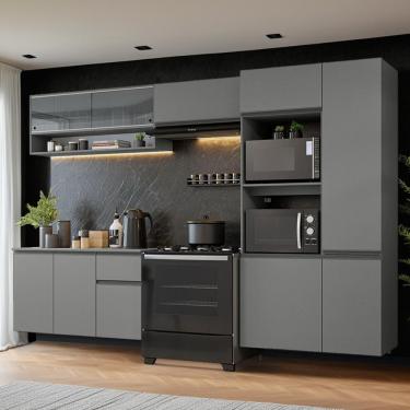 Imagem de Armário De Cozinha Completa Suspenso 300cm Cinza Nimes Madesa 07