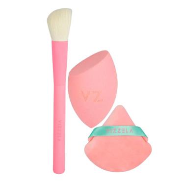 Imagem de Kit Vizzela Essentials - 1 Pincel + 2 Esponjas De Maquiagem