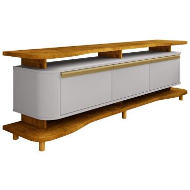 Imagem de Rack Para Sala De Estar Tv 75 Pol Orgânico Maui B02 Naturalle Off White - Lyam Decor