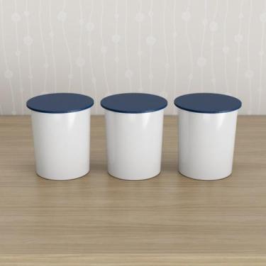 Imagem de Trio de Potes Kit Higiene Quarto Infantil Lavável Marinho - Neném na N