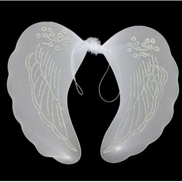 Imagem de Kit 10 Asa de Anjo Branco/Preto com Glitter Para Carnaval Festa Fantas