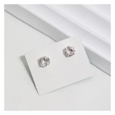 Imagem de Brinco de Prata 925 Masculino Redondo 7mm Zirconia Original - ABerloca