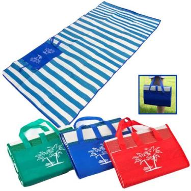 Imagem de Esteira De Praia Bolsa Dobrável Tapete Palha Sintética Nylon - Drop Ri