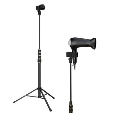 Imagem de Linkidea Suporte para secador de cabelo, mãos livres, resistente, 24 a 193 cm, suporte ajustável para secador de cabelo, tripé antiderrapante e clipe universal para salões de beleza e uso doméstico