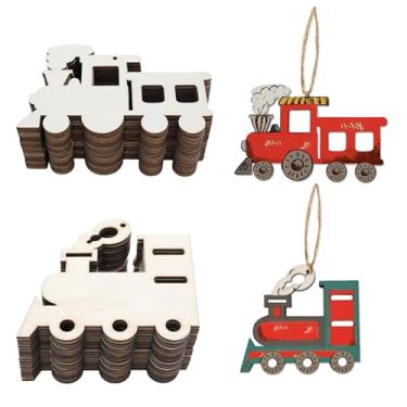 Imagem de Esrinse 40 Peças De Enfeites Trem Madeira Inacabados Para Artesanato, Fatias Em Branco 4" Com Recorte Temático Transportes, Projeto Faça Você Mesmo Crianças, Decoração Festa Aniversário E Natal