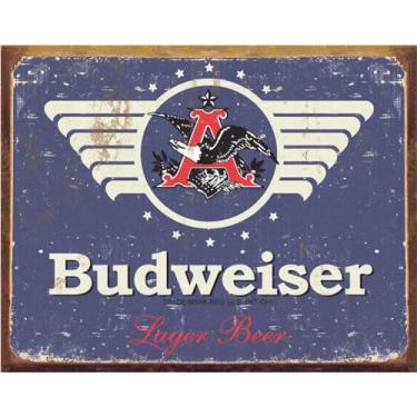 Imagem de Desperate Enterprises Budweiser 1936 Logo Tin Sign - Nostalgic Vintage Metal Wall Décor - Made in USA