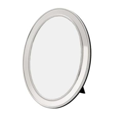 Imagem de Happy Homewares Moldura contemporânea chique oval niquelada de metal 10 x 15 cm com design pontilhado 3D | para mesa ou parede