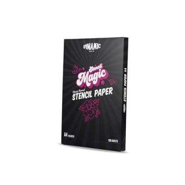 Imagem de Dynamic Color Co. - Papel de transferência térmica de tatuagem mágica de estêncil - 100 folhas 21,6 cm x 28 cm Tamanho A4 - Impressora térmica e à mão livre compatível com transferências limpas e