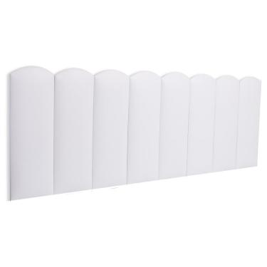 Imagem de Cabeceira Queen Kit 8 Placas Modelo Nuvem - Courino Branco