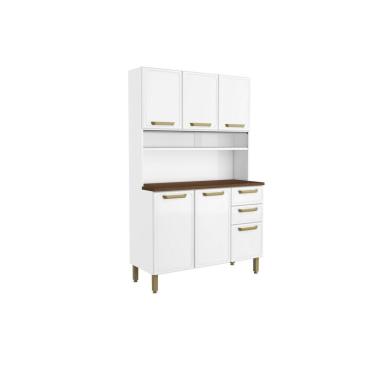 Imagem de Kit de Cozinha Compacta Bella c/ 6 Portas e 2 Gavetas 120cm Branco - Bertolini