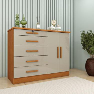 Imagem de Cômoda 5 Gavetas 2 Portas 136cm Istambul - Tcil Móveis