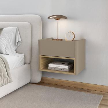Imagem de Mesa de Cabeceira 1 Gaveta Florença Cinza/Hannover