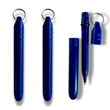 Imagem de Pacote com 3 canetas de bolso feitas nos EUA com chaveiro Dokk, anexadas à mochila, chaves, cordão compacto, acessível, leve, mini caneta de tinta preta EDC - impermeável, flutua - carrega pequena