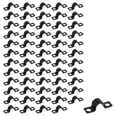 Imagem de LC LICTOP Grampos de conduíte, braçadeira de correia de tubo de ferro, suporte em U de dois furos para instalação de tubo de 3/8 polegadas, tubo, cabo ou cabo de fio, 60 peças de clipe de conduíte