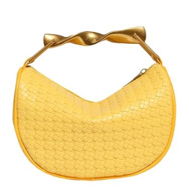 Imagem de CTTOVIS Mini bolsas clutch de palha para mulheres designer bolsa de mão para noite bolsa transversal de verão bolsa de ombro moderna, Amarelo PU, Mini, Tendência